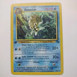 1st Edition Omastar 40/62 Pokemon Card English Fossil   MP - Image 1