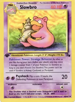 1st Ed Slowbro Non-Holo WOTC Pokemon Card 43/62 Fossil Set EXCELLENT VLP - Image 3
