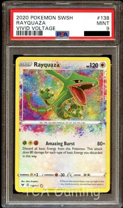 PSA 9 MINT Rayquaza 138/185 AMAZING RARE HOLO Vivid Voltage Pokemon Card - Image 2