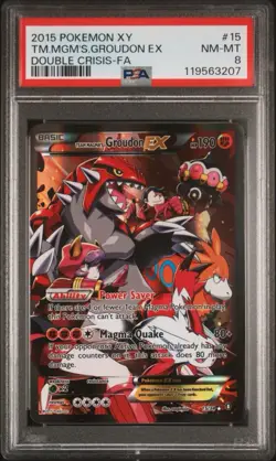 PSA 8 NM-MT Team Magma’s Groudon 15/34 Double Crisis Full Art Holo Pokemon Card - Image 1