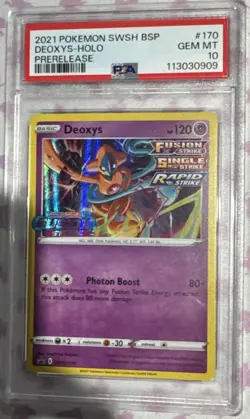 Pokemon SWSH Fusion Strike Deoxys Prerelease Holo PSA 10 Promo SWSH170 - Image 1