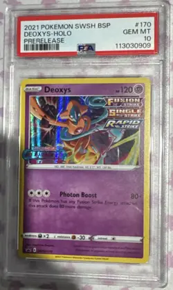 Pokemon SWSH Fusion Strike Deoxys Prerelease Holo PSA 10 Promo SWSH170 - Image 3