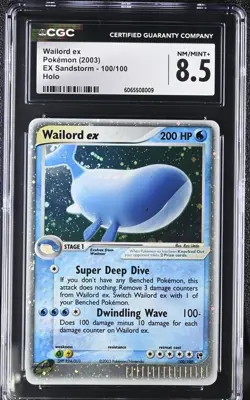 Wailord ex 100/100 Pokemon EX Sandstorm Holo CGC 8.5 NM/MINT+ - Image 1