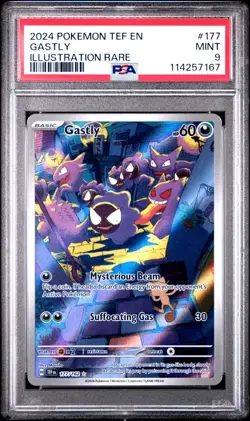 Gastly Pokémon Card (Temporal Forces 177/162) Illustration Rare MINT PSA 9 - Image 1