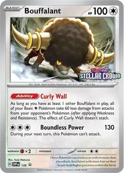 Bouffalant SVP136 Prerelease Black Star Promo - Pokémon SV07 Stellar Crown - Image 1