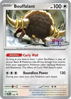 Bouffalant SVP136 Prerelease Black Star Promo - Pokémon SV07 Stellar Crown - Image 2