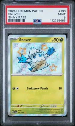 2024 Pokemon TCG Paldean Fates Snover 100/091 Shiny Secret Rare PSA 9 - Image 4