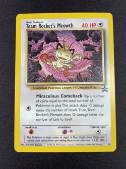 Pokemon TCG Team Rocket's Meowth Black Star Promo 18 Non Holo 1999-2000 WOTC LP - Image 1