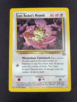 Pokemon TCG Team Rocket's Meowth Black Star Promo 18 Non Holo 1999-2000 WOTC LP - Image 3