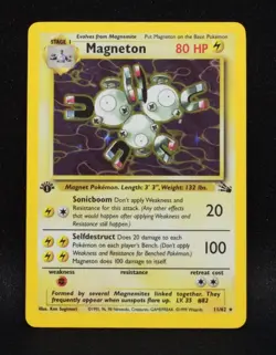 Magneton 11/62 - 1st Edition Fossil - Holo Rare Pokemon - HP - Image 1