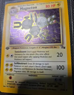 Magneton 11/62 - 1st Edition Fossil - Holo Rare Pokemon - HP - Image 2