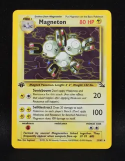 Magneton 11/62 - 1st Edition Fossil - Holo Rare Pokemon - HP - Image 6