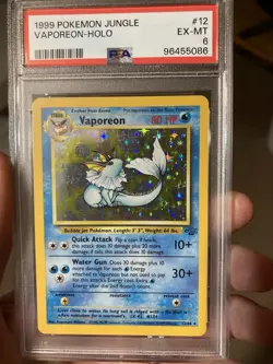 PokÃ©mon TCG Vaporeon Jungle Holo Rare Card 12/64 PSA 6 - Image 1