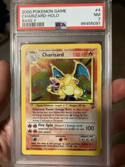 Pokemon Charizard Holo Rare Card #4 Base Set 2, PSA 7 - Image 1