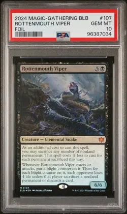 Rottenmouth Viper - #107 - Foil - Mythic - MTG Bloomburrow - PSA 10 - Image 2