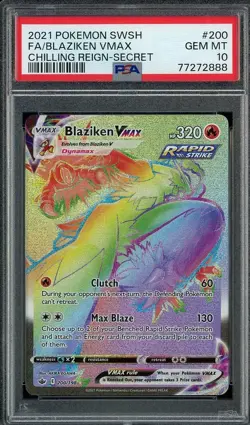 2021 Pokemon SWSH Chilling Reign 200/198 BLAZIKEN VMAX FA Secret PSA 10 Gem Mint - Image 3