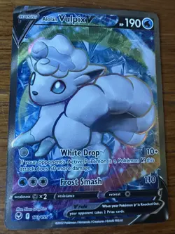 Pokemon TCG Alolan Vulpix V Full Art 173/195 Silver Tempest Holo NM Rare - Image 1