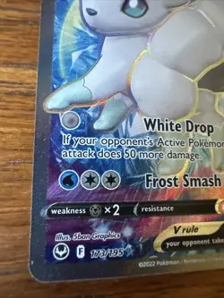 Pokemon TCG Alolan Vulpix V Full Art 173/195 Silver Tempest Holo NM Rare - Image 3