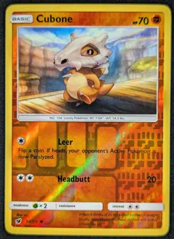 Cubone 2017 Crimson Invasion Reverse Holo Pokemon Card 52/111 (NM) - Image 1