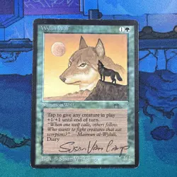 Signed Wyluli Wolf Dark MP Arabian Nights Artist Susan Van Camp MTG Magic - Image 1