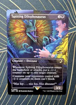 Spitting Dilophosaurus [BORDERLESS] Universes Beyond: Jurassic World (MTG) | NM - Image 1