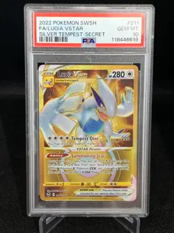 PSA 10 - 2022 Pokemon Silver Tempest LUGIA VSTAR FA GOLD SECRET #211/195 - Image 1