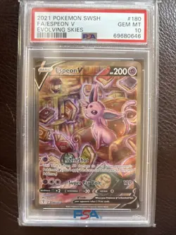 2021 Pokemon Evolving Skies Espeon V 180/203 FA Alternative Artwork PSA 10 - Image 1