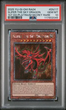 2025 Yu-gi-oh! Stampede Slifer The Sky Dragon RA04-EN117 Platinum Secret PSA 10 - Image 1