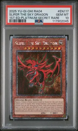 2025 Yu-gi-oh! Stampede Slifer The Sky Dragon RA04-EN117 Platinum Secret PSA 10 - Image 3