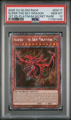 2025 Yu-gi-oh! Stampede Slifer The Sky Dragon RA04-EN117 Platinum Secret PSA 10 - Image 3