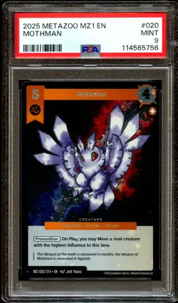 PSA 9 MINT Mothman 020/214 MZ1 HOLO RARE 2025 Metazoo Card 756 - Image 2