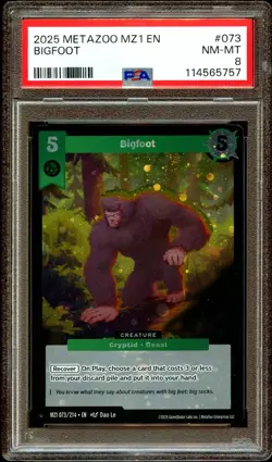 PSA 8 NM-MINT Bigfoot 073/214 MZ1 HOLO RARE 2025 Metazoo Card 757 - Image 2