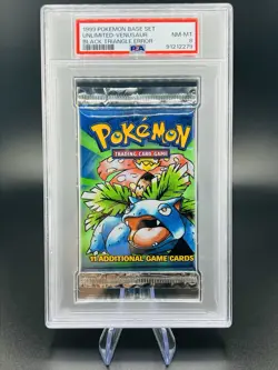 1st Edition PSA 8 Base Set (Venusaur) SEALED Pack BLACK TRIANGLE ERROR Pokemon - Image 3