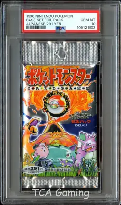 PSA 10 GEM MINT Base Set SEALED Japanese Booster Pack (291 Yen) Pokemon Card 902 - Image 1