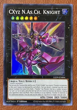 Yugioh CXyz N.As.Ch. Knight LED9-EN004 Super Rare 1st Edition NM - Image 1