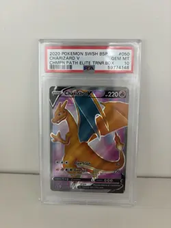 2020 Pokemon TCG Charizard v Full Art Promo Champions Path SWSH050 ETB PSA 10 - Image 1
