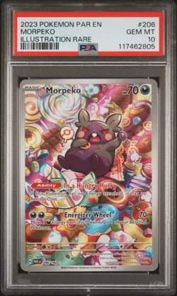 2023 Pokemon SV Paradox Rift Morpeko #206/182 Illustration Rare PSA 10 Gem Mint - Image 1
