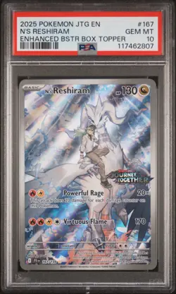 Pokemon N's Reshiram Journey Together Box Topper Promo #167 PSA 10 Gem Mint - Image 1