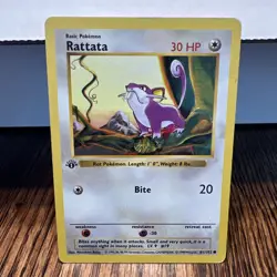Rattata 61/102 - Shadowless 1st Edition - Base Set - PokÃ©mon Card LP - Image 1