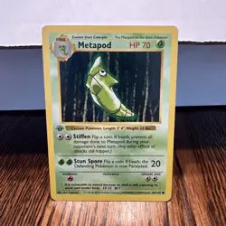 Vintage Pokemon â€“ Metapod 54/102 â€“ 1st Edition Shadowless â€“ Base Set - LP - Image 1