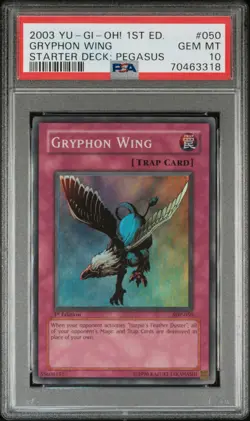 YUGIOH PSA 10 2003 Gryphon Wing SDP-050 Super Rare 1st Edition *3318 - Image 1