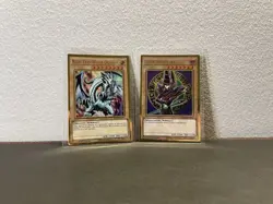 YUGIOH Blue Eyes White Dragon & Dark Magician MGED-EN001 Ultra Gold Rare Holo NM - Image 1