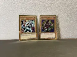 YUGIOH Blue Eyes White Dragon & Dark Magician MGED-EN001 Ultra Gold Rare Holo NM - Image 3