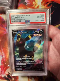 Umbreon V 188/203 Evolving Skies Full Art Rare PSA 10 Gem Mint Pokemon Card - Image 1