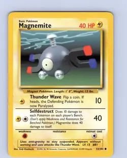 Pokemon TCG Magnemite Base Set 53/102 Unlimited Common Card WOTC LP-NM - Image 3