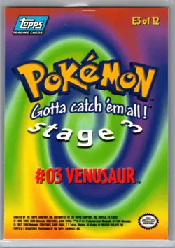 TOPPS Pokemon Card E3/12 #03 Venusaur  The First Movie Black Logo - Image 4