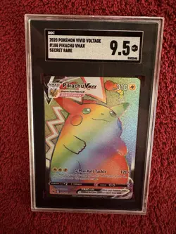 Pikachu VMAX 188/185 Vivid Voltage Full Art Rainbow Holo Pokemon Card SGC 9.5 - Image 1
