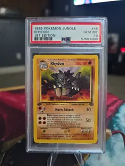 1999 Pokemon Jungle Rhydon 1st Edition PSA 10 Gem Mint, Non-Holo Card 45/64 - Image 1