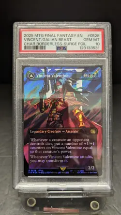 2025 MTG Final Fantasy Vincent Valentine PSA GEM MT 10 Surge Foil 0528 Beast - Image 1