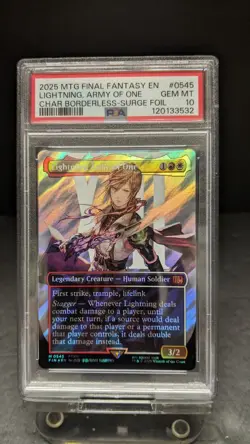 2025 MTG Final Fantasy Lightning Army Of One PSA GEM MT 10 Surge Foil 0545 Magic - Image 1
